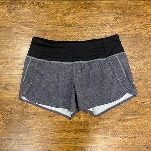 Lululemon Heather Gray Lined Workout Running Jogging Gym Active Shorts Women's 4